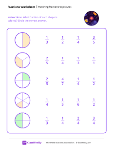 worksheet-Matching-Fractions-to-Pictures---Space