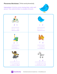 Write Words Phonetically - Bird-worksheet