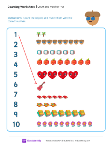 Count and Match (1-10) - Cool Nut-worksheet