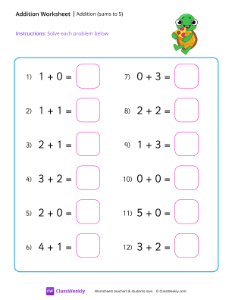 Adding within 5 - Turtle-worksheet