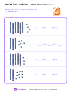 Counting Tens and Ones (1-100) - Cat-worksheet