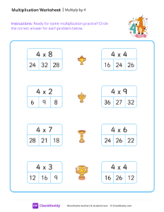 Multiplication Practice - Multiply by 4-worksheet