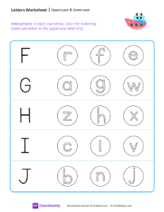 Uppercase & Lowercase (F-J) - Happy Boat-worksheet