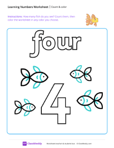 Count and Color - Four-worksheet