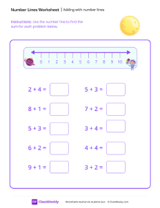 Adding With Number Lines - Moon-worksheet