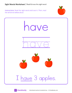 Read & trace the sight word - Have-worksheet