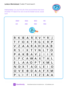 Letter X word search - Smart Search-worksheet