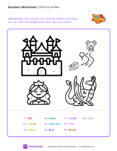 Color by Number (Dragon) - Airplane-worksheet