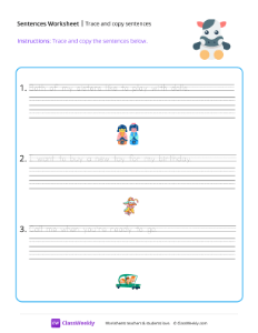 worksheet-Trace-and-copy-sentences---Cow