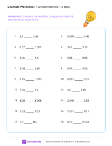 Compare decimals (1-2 digits) - Idea-worksheet