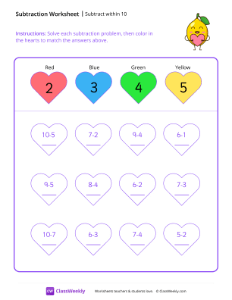 worksheet-Subtract-within-10---Lemon