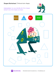 Find and color shapes - Squares, Triangles, circles and rectangles-worksheet