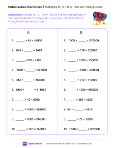 worksheet-Multiplying-by-10,-100-or-1,000-with-Missing-Factors---Watermelon