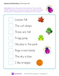 Counting Words - Bug-worksheet