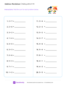 Adding within 10 - Friends-worksheet