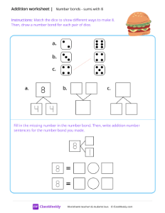 Number bonds (sums with 8) - Burger-worksheet