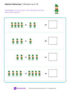 Add objects (up to 10) - Elves-worksheet