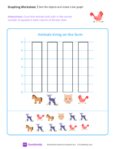 Sort the objects and create a bar graph - Chicken-worksheet