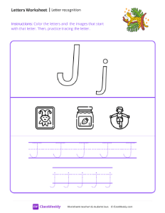 Letter Recognition (J) - Jaguar-worksheet