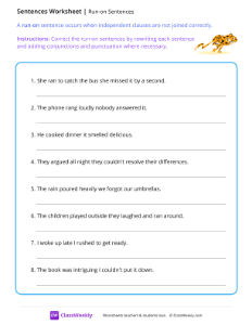 Run-on Sentences - Cheetah-worksheet