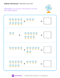 Add objects (up to 20) - Fans-worksheet