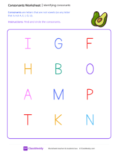 Identifying Consonants - Avocado-worksheet