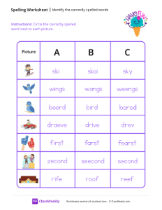 Identify the Correctly Spelled Words - Ice Cream-worksheet