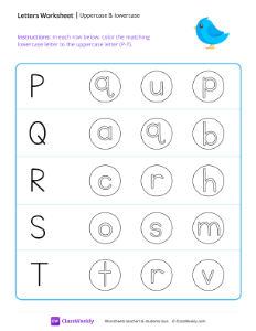 Uppercase & Lowercase (P-T) - Blue Bird-worksheet