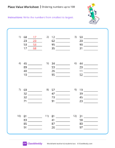 Ordering Numbers (up to 100) - Pencil-worksheet