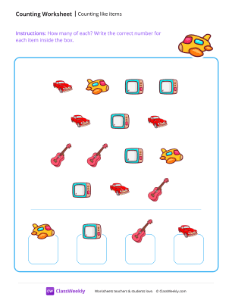 Counting like items - airplane-worksheet