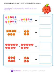 Subtract and draw (without numbers) - Apple-worksheet