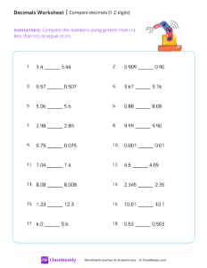 worksheet-Compare-decimals-(1-2-digits)---Robot