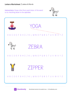 Letters & Words - Zebra-worksheet