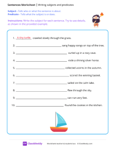 Writing subjects and predicates - Caveman-worksheet