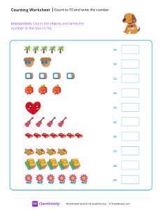 Counting Objects (1-10) - Dog Love-worksheet