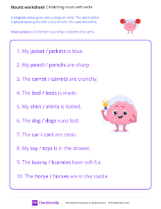 Matching Nouns With Verbs - Brain Muscle-worksheet