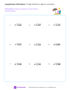 worksheet-4-digit-divided-by-1-digit-(no-remainder)---Beach