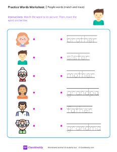 People words (match and trace) - Tommy Boy-worksheet