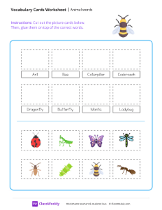 Animal words - Bee-worksheet