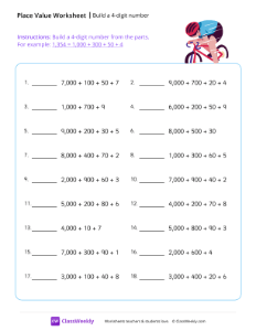 Build a 4-digit number - Cycling-worksheet