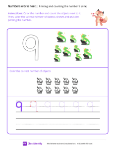 Count and Print (9) - Love Fox-worksheet