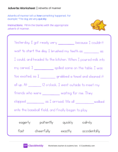 Using Adverbs of Manner - Carambola-worksheet