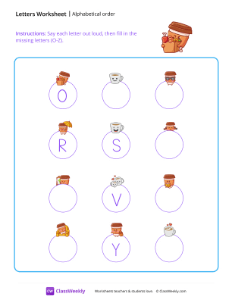 Alphabetical order (O-Z) - Shopping Cup-worksheet