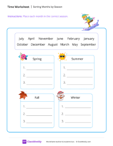 Sorting Months by Season - Ski-worksheet