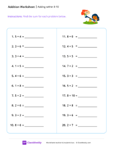 Adding within 10 - Seesaw-worksheet