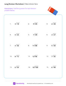 Basic division facts - Eraser-worksheet