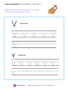 Tracing Letters - The Letter V-worksheet