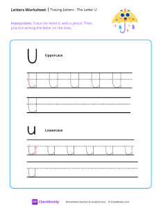 Tracing Letters - The Letter U-worksheet