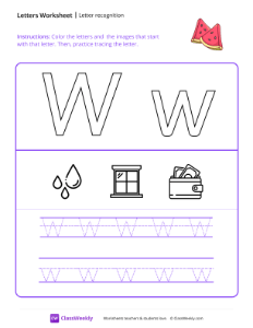 Letter Recognition (W) - Watermelon-worksheet