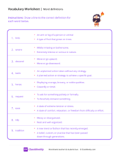 Word definitions - Cave Fire-worksheet